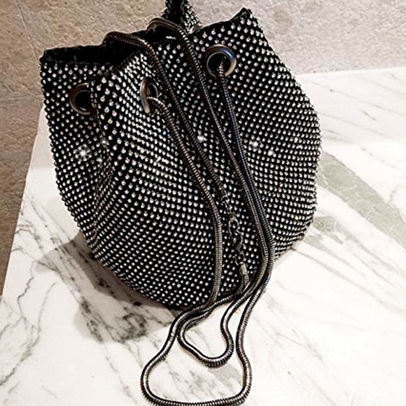 Bags Black And Silver Rhinestone Bucket Bag Poshmark